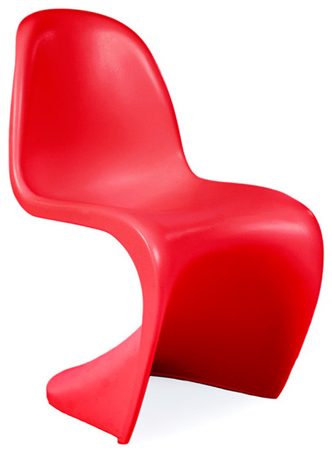 Kids Mid Century Retro 'S' Dining Lounge Playroom Chair, Red