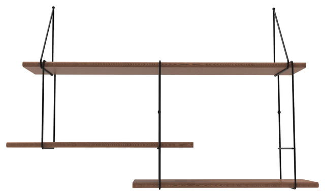 Link Shelving System, Walnut and Black
