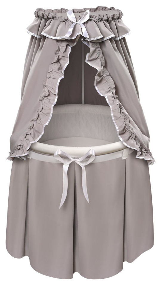 Empress Round Baby With Canopy, Gray/White Traditional