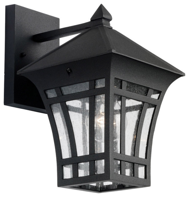 Herrington 1 Light Outdoor Wall Light, Black, 7" Transitional