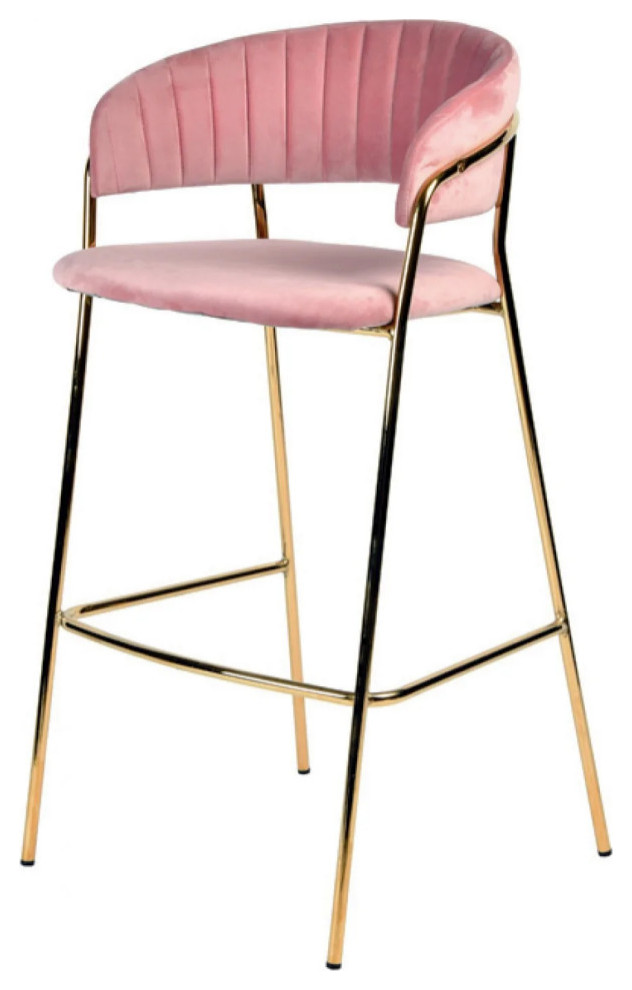 Danna Modern Pink Fabric Bar Stool, Set of 2 Contemporary Bar