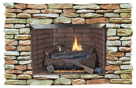 Superior 36" Full View Fireplace With White Herringbone Refractory Panels