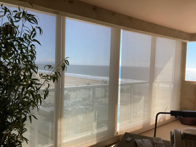 Motorized Somfy Shades in Malibu! modern-arbetsrum