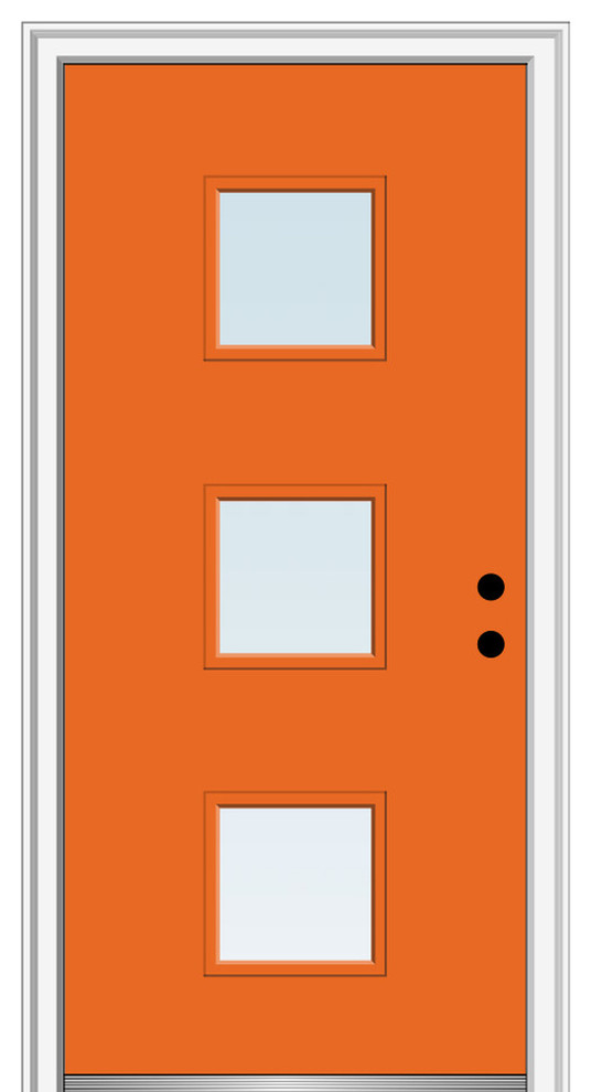 Clear 3 Lite Square Fiberglass Entry Door 37.5"x81.75" Contemporary Front Doors by Verona