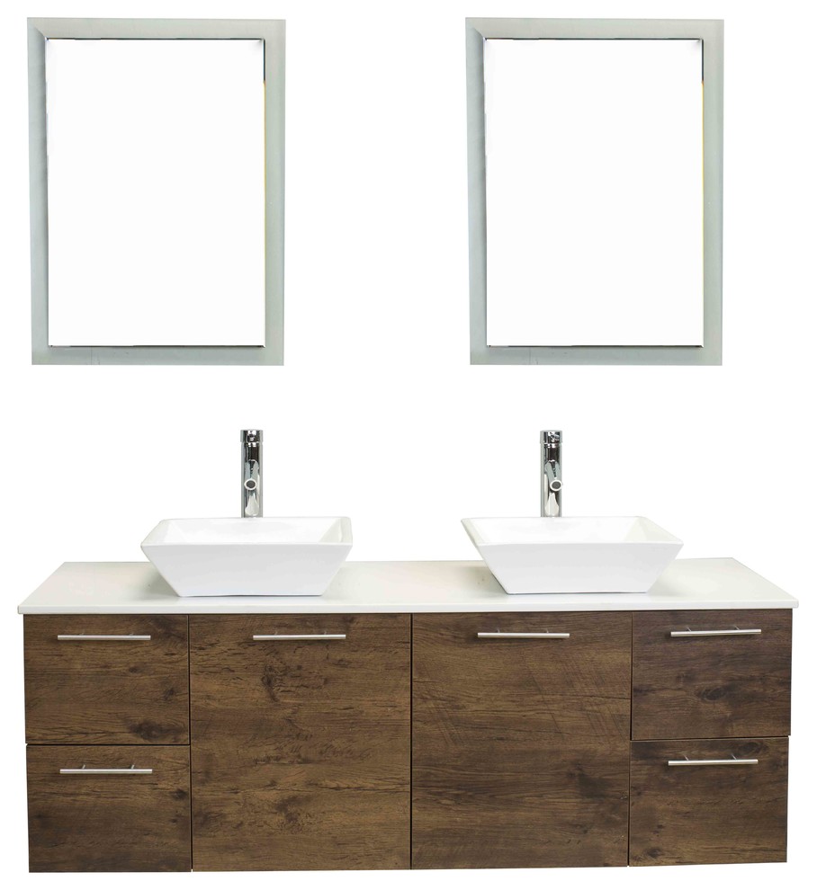 Eviva Luxury Bathroom Cabinet, Rosewood, 60"