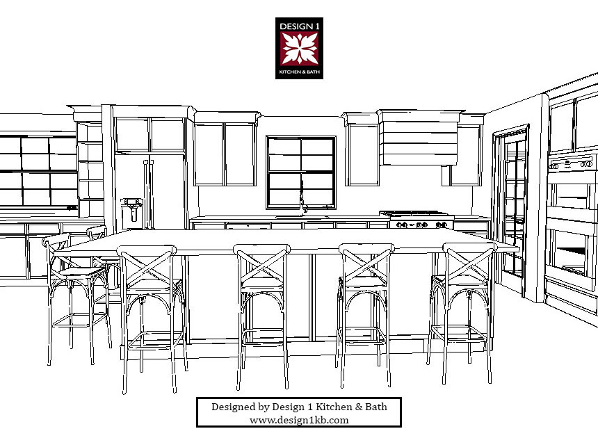 Kitchen Elevation Drawing by Design 1 Kitchen and Bath Bedford, MA