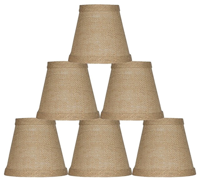 Hardback Burlap Chandelier Lamp Shade, 3x6x5", 5" Farmhouse