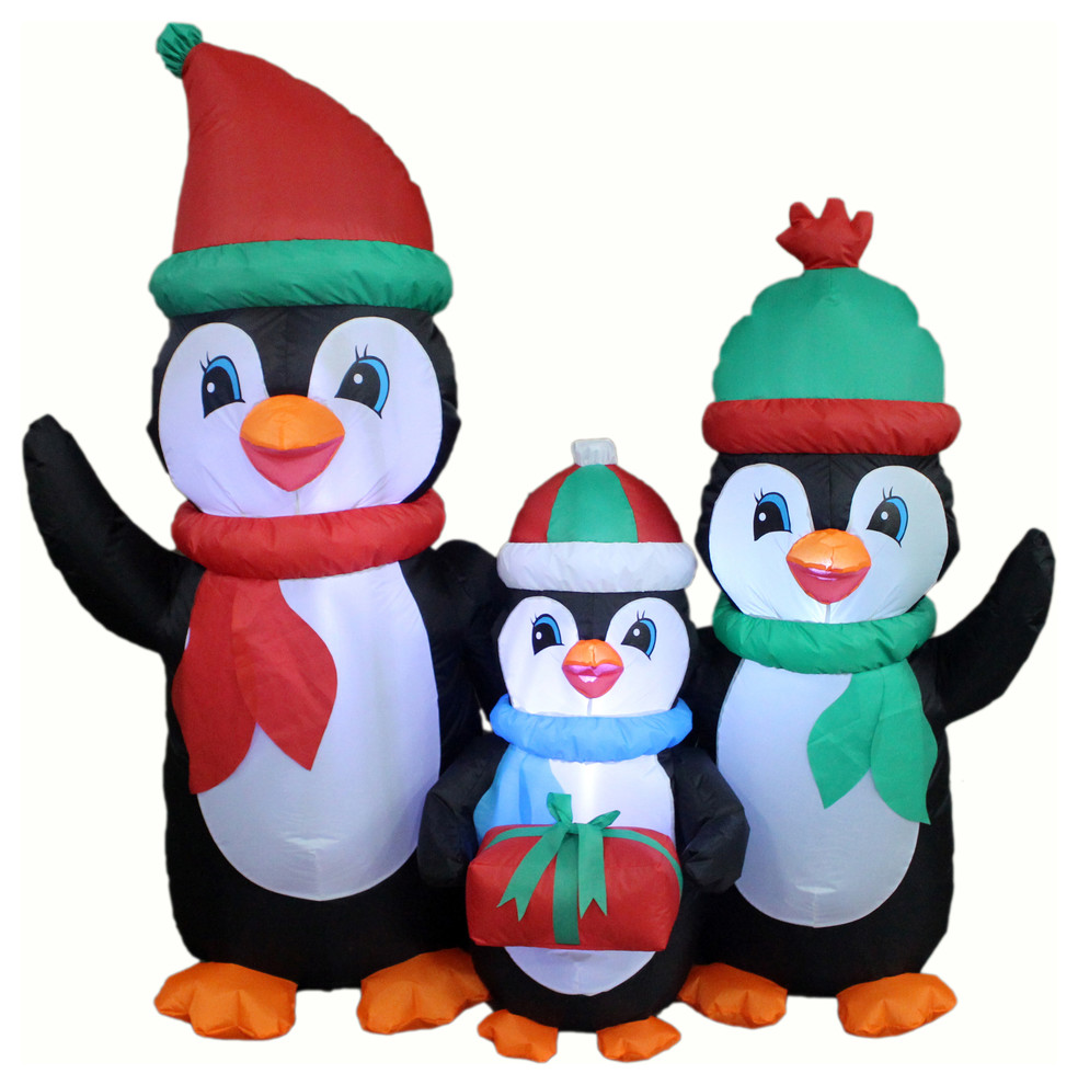 Christmas Inflatable Penguin Family With Gift to You, 5'