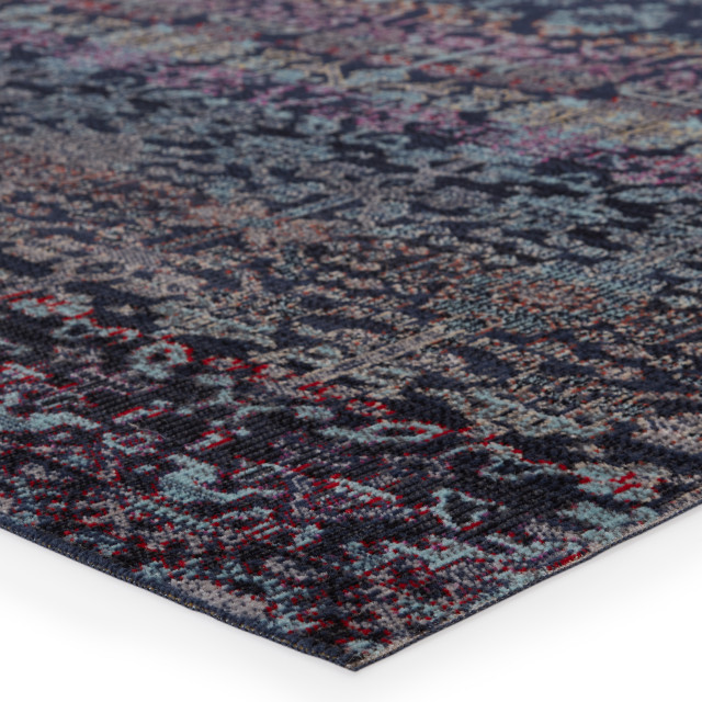 Pol35 Jaipur Polaris Bodega Pol35 Ikat Rug, Dark Blue and Multicolor, 2'8