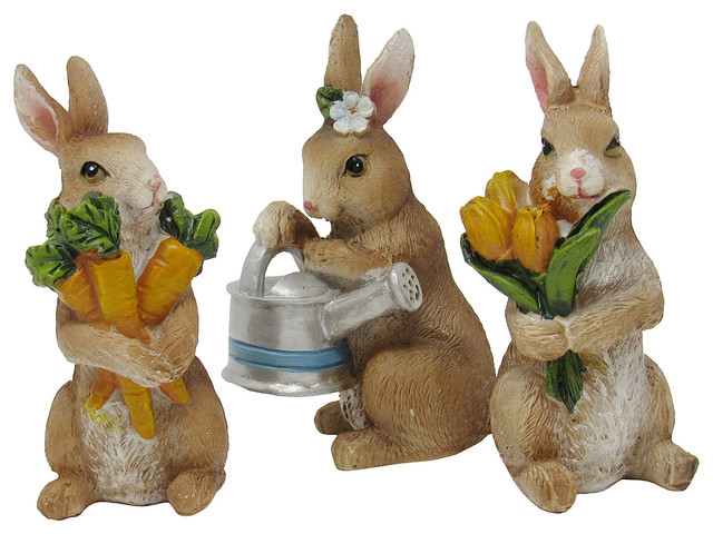 Miniature Fairy Garden Flopsy Rabbits 3 Piece Set