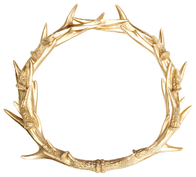 Faux Deer Antler Wreath Wall Decor Gold Contemporary Wreaths