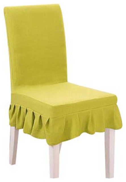 2 Pcs Fit Stretch Short Chair Covers Elastic Chair Slipcovers Green Seat Cloth