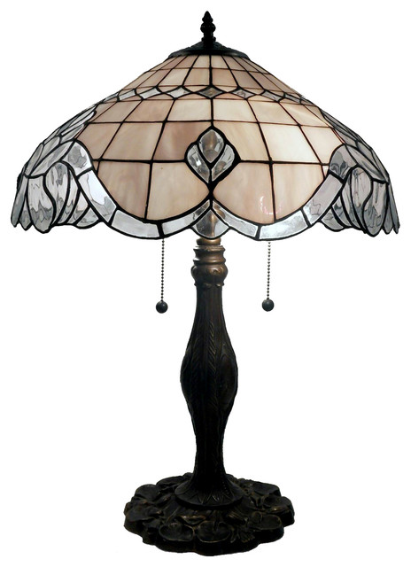 Tiffany-Style Pearl White Baroque Table Lamp