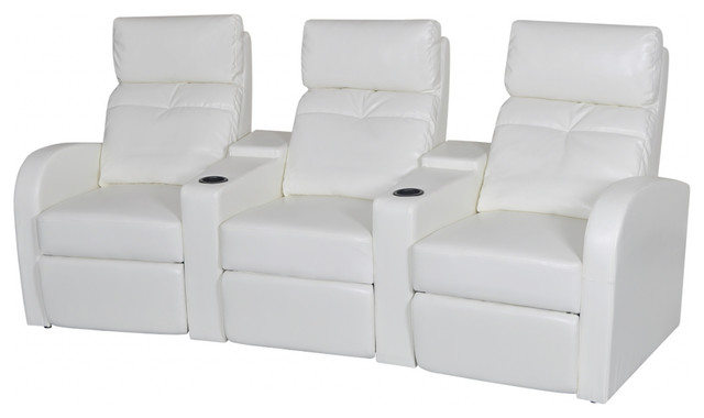 White Artificial Leather 3 Seat Home Theater Recliner Sofa Lounge Seat Home Theater Recliner Sofa Lounge
