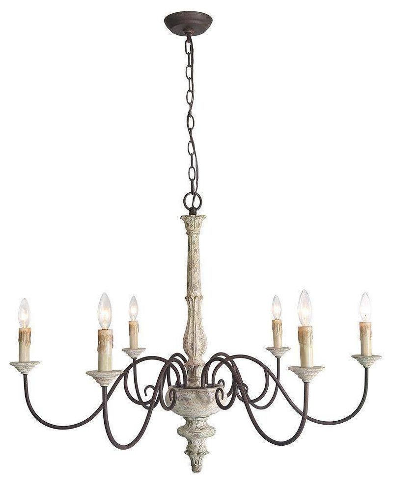 LNC 6Light Distressed Wood French Country and Farmhouse Candle