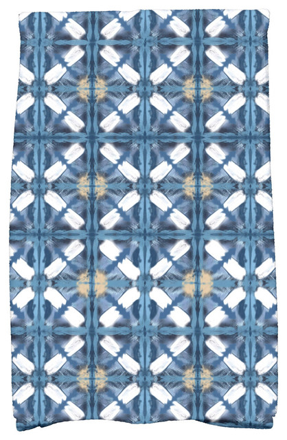 Beach Tile, Geometric Print Kitchen Towel, Blue