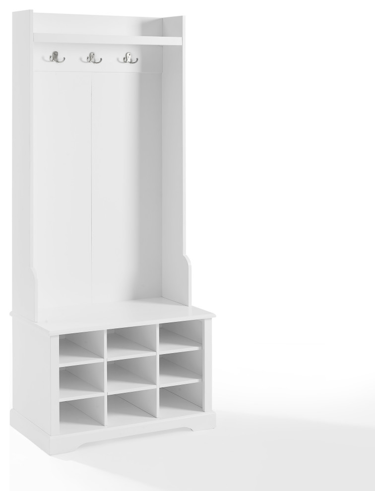 Crosley Anderson Transitional Shoe Storage Hall Tree in White