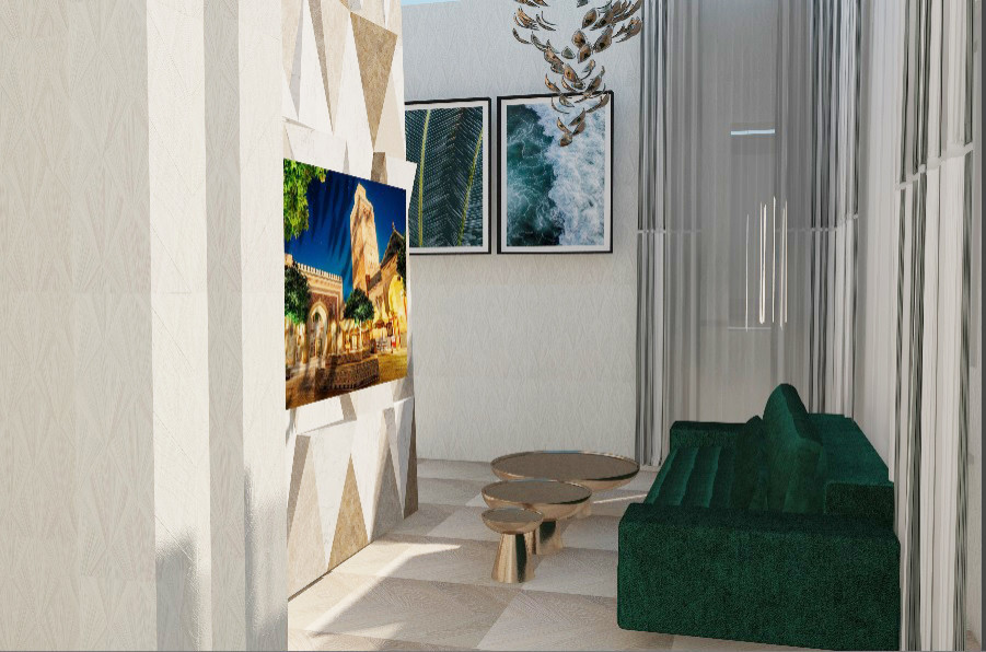 Дизайн кухни и гостиной. Визуализация 3d MAX