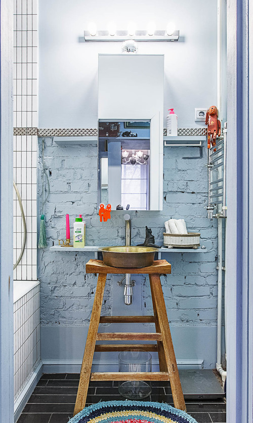 Serene Blue Tiles for Small Bathroom Storage Ideas