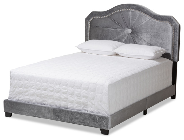 Aideen Velvet Upholstered Full Bed, King