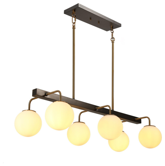 LNC Modern Contemporary 6Light Black Gold Kitchen Island Light
