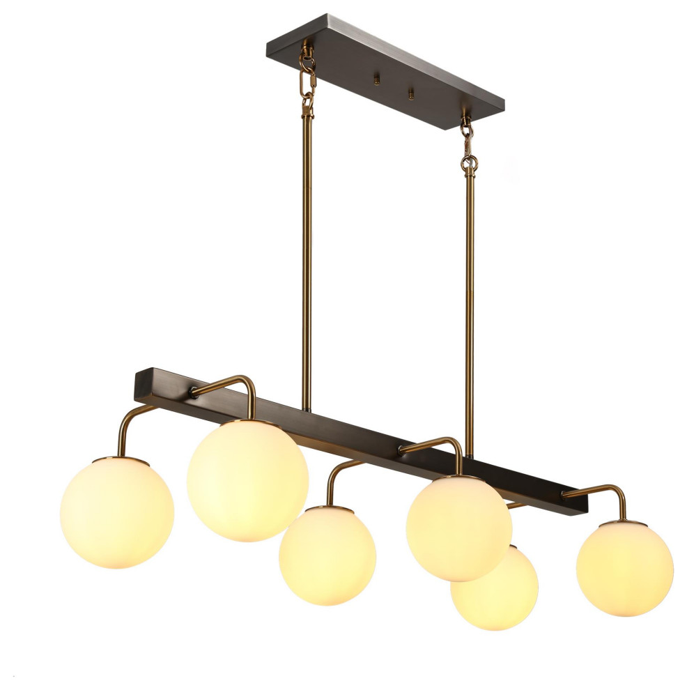 LNC Modern Contemporary 6Light Black Gold Kitchen Island Light Contemporary Kitchen Island