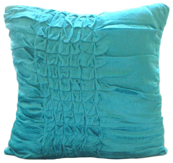Turquoise Blue Pillows Cover, 22"x22" Velvet Pillows Cover, Turquoise Knots