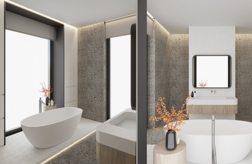 Ванная в современном стиле  приватный блок  ( 17 кв )