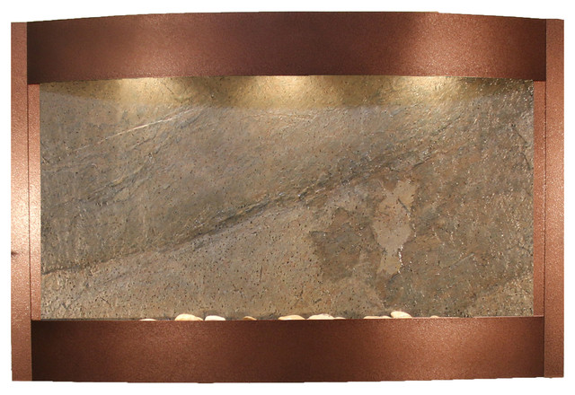 Calming Waters Wall Water Fountain, Green Featherstone, Copper Vein