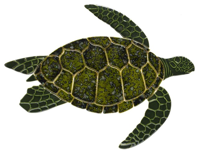 Turtle Sideview Ceramic Swimming Pool Mosaic 15"x13"