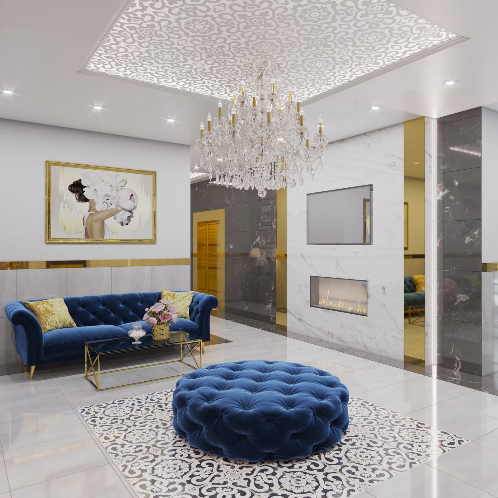 Luxury lobby in 5 star hotel