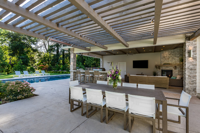 Outdoor Living Space - a Pavilion with an Outdoor Kitchen and Living ...