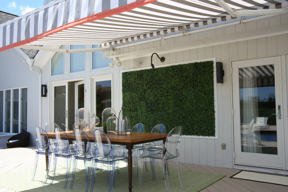 Inspiration for a beach style deck in New York with a vertical garden.
