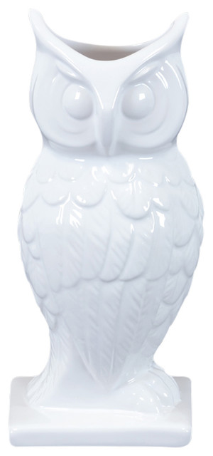 Urban Trends Collection Ceramic Owl Vase Large White