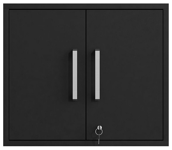 Manhattan Comfort Eiffel Floating Garage Storage Cabinet, Lock & Key, Black, Single