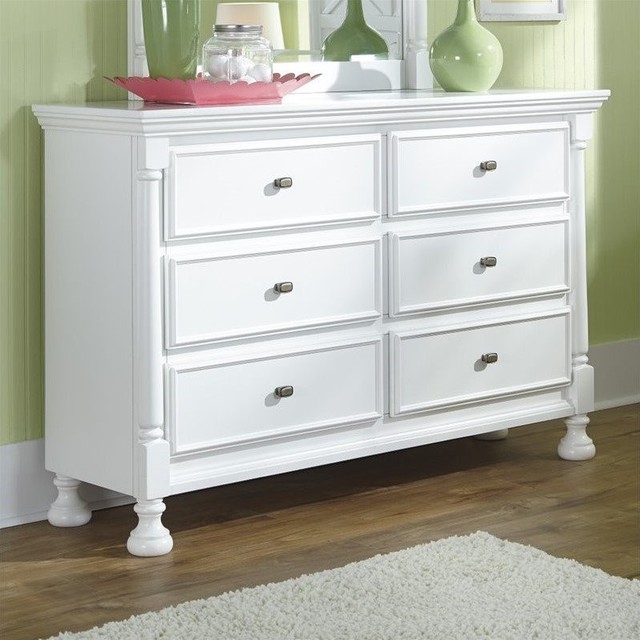 Ashley Furniture Kaslyn 6 Drawer Wood Double Dresser In White