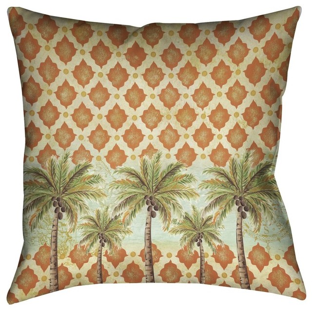 Laural Home Spice Palm Outdoor Decorative Pillow Tropical Outdoor