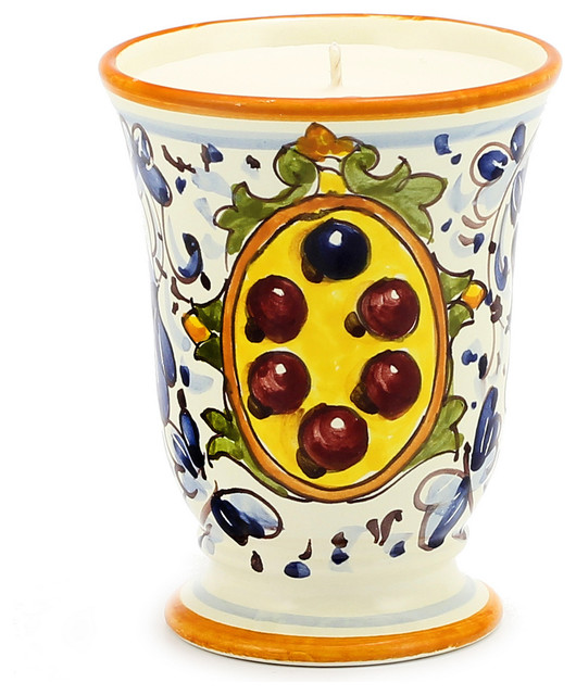 DERUTA CANDLES Deluxe Cup Candle ~ Deruta Rinascimental Design