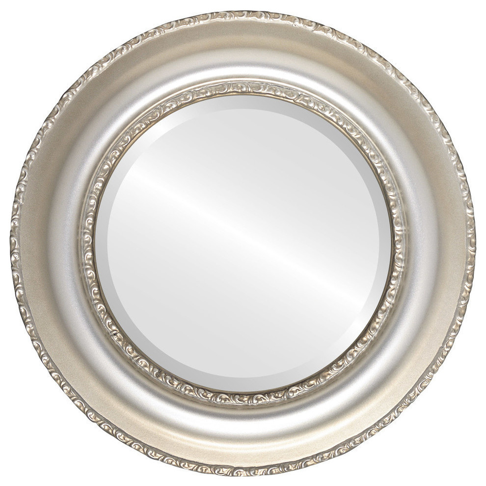 Somerset Framed Round Mirror in Silver Shade, 23"x23"