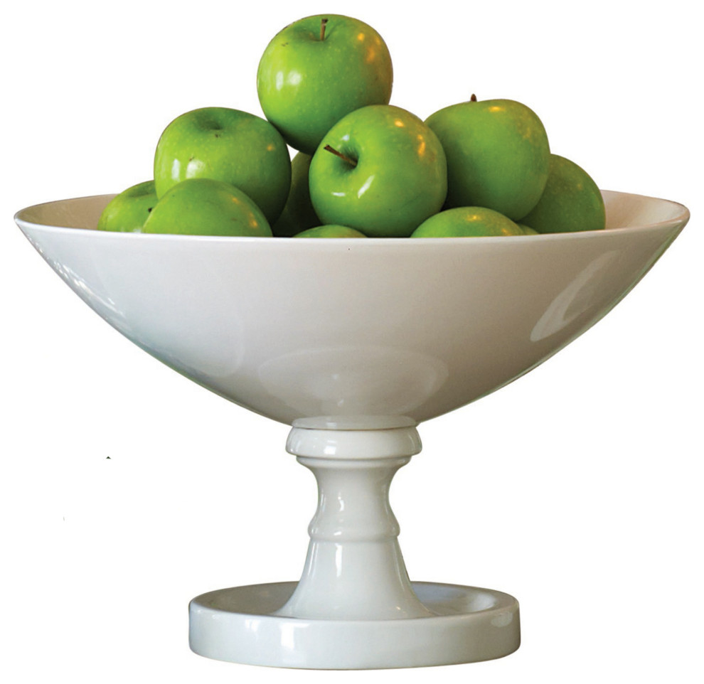 Large Classic White Pedestal Centerpiece Bowl 14" Serving Footed