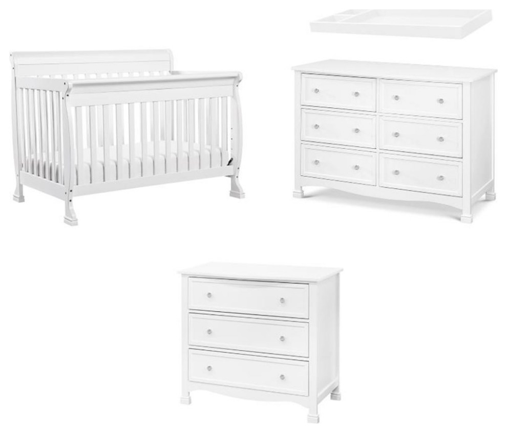 4in1 Convertible Crib and Dressers Set with Removable Changing Tray