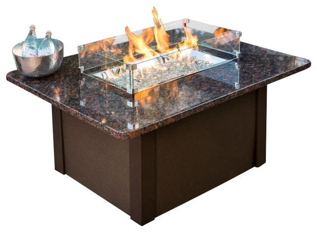 Outdoor Great Room Grandstone Fire Pit Table With British Copper Granite Top