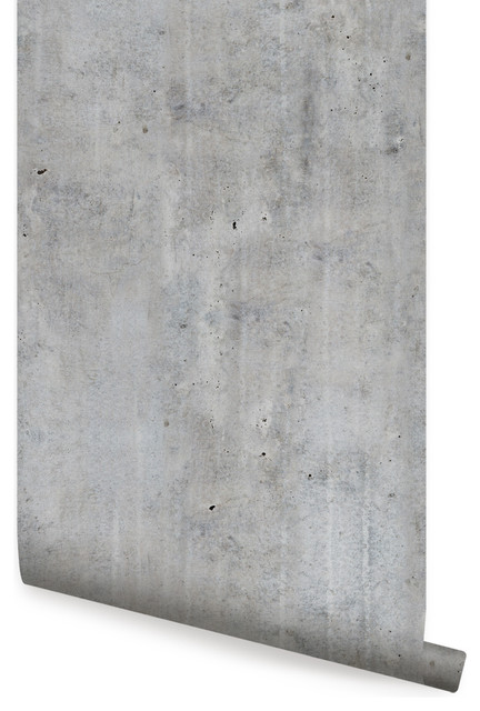 Cement Concrete Peel and Stick Vinyl Wallpaper , Dark Gray, 24"w X 108"h