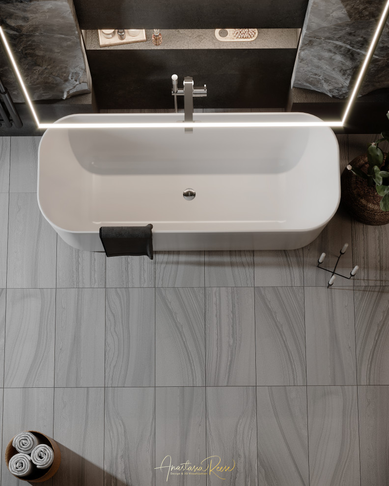 Дизайн проект ванной комнаты "Подземелье"