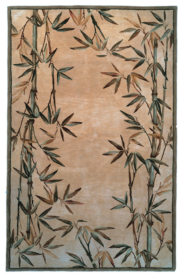 Tropical Bamboo Border Ivory Sparta Floral 7'6" Round Kas Rug