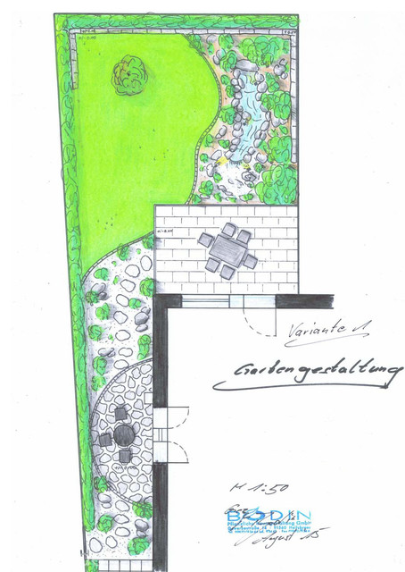 Gartenumgestaltung mit Bachlauf garden