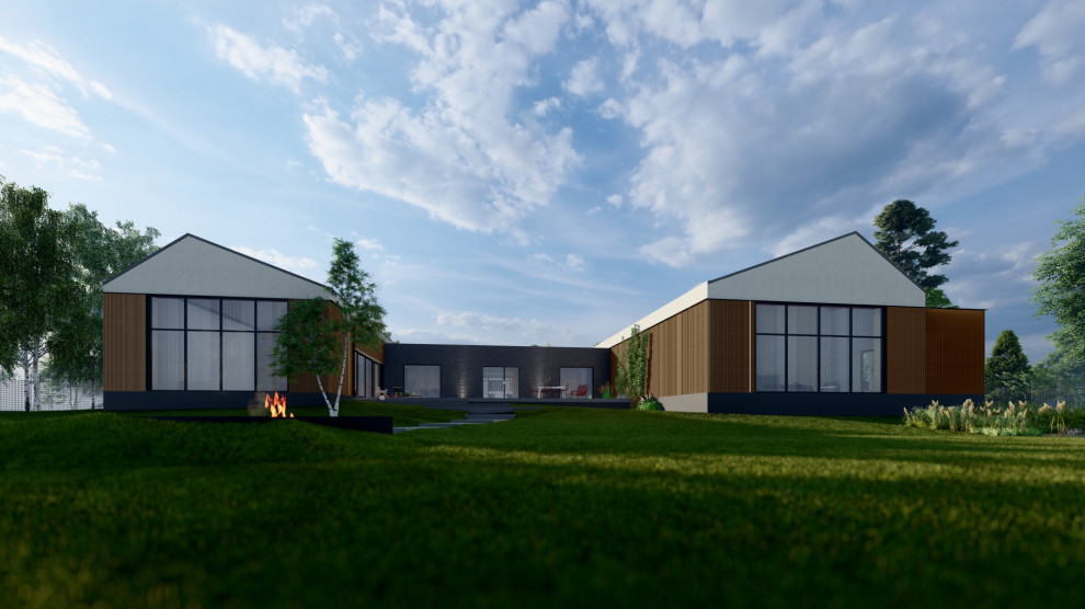 П-образный дом с внутренней террасой