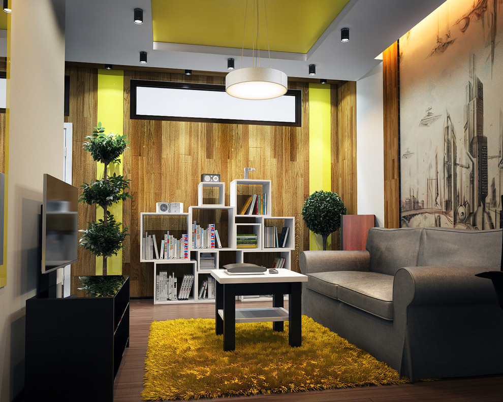 Проект гостиной и кухни без окон