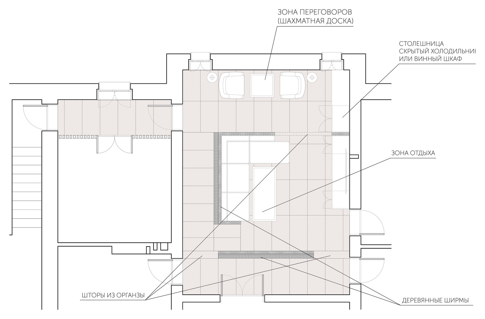 Концепция Зоны отдыха в частном доме на "Николиной Горе".