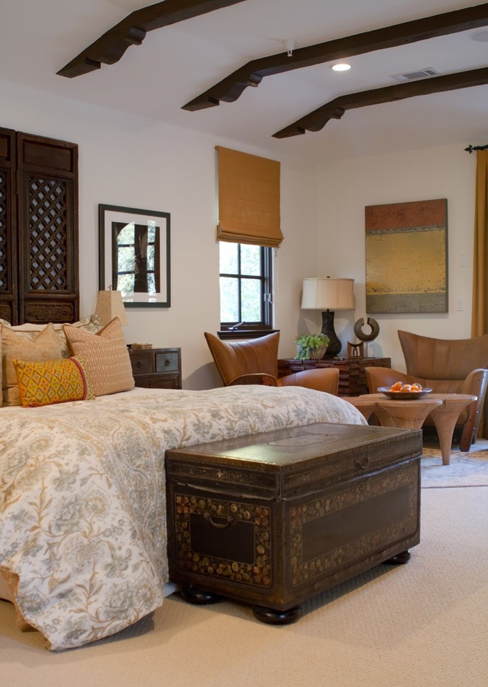 Photo of a mediterranean bedroom in Los Angeles with white walls.